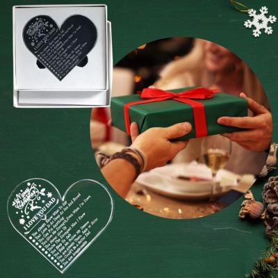 China 2021 Hot Selling Custom Acrylic Heart Shape Acrylic Clear Ornaments With Color Box Christmas Gifts for sale