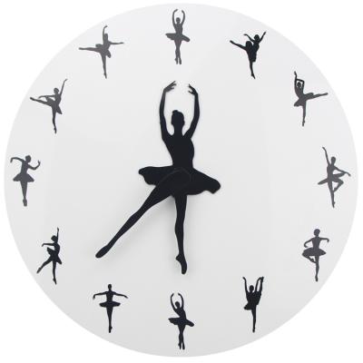 China Hot Selling Custom Style Antique Acrylic Circular 3D Wall Clock Modern Ballet Girls Home Decoration Wall Clock for sale