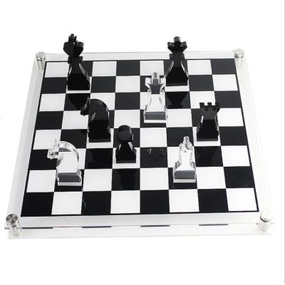 China ACRYLIC Custom Size and Color Luxury Acrylic Chess Board Black White Chess Sets for sale