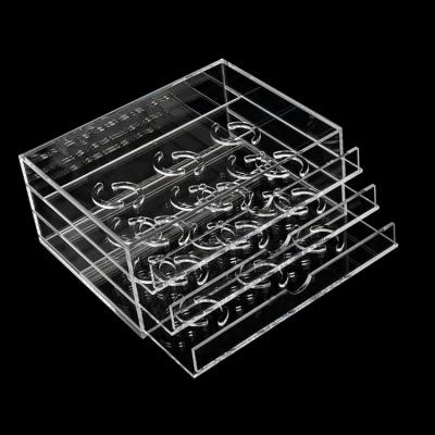 China Hot Selling Sustainable 3 Tiers Drawers Adjust Acrylic Display 19 Pair Case Box Storage Eyelash for sale