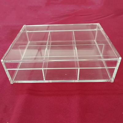 China Custom Acrylic 6 Compartment Viable Rectangle Tea Box Bag Organizer for sale