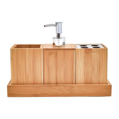 China Custom Stylish Sink Viable Foam Soap Dispenser Shell Hand Soap Dispenser Bottle Wooden Bamboo Accessory For Washroom for sale