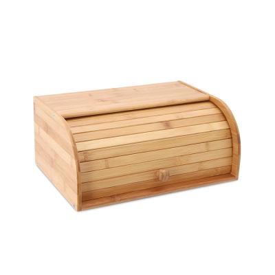 China Wholesale Freshness Preservation Countertop Bamboo Food Storage Bin Rolltop Bread Boxes For Restaurants Hotel for sale