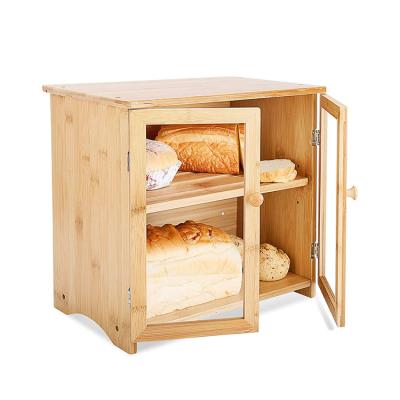 China Freshness Keeping New Design OEM Bamboo Bread Display Box Storage Container For Bread Shops for sale