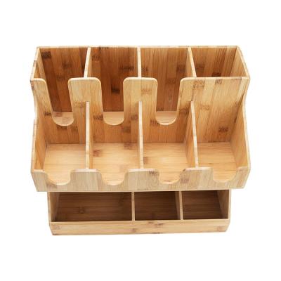 China Amazon Shelf Sustainable Hot Sell Coffee Station Condiment Bamboo Organizer Shelf For Office Home Breakroom Table for sale