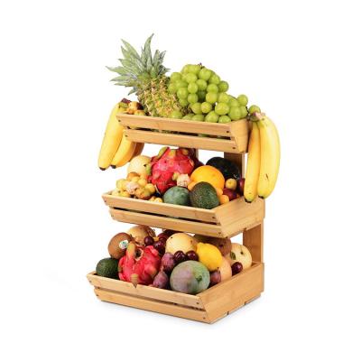 China Amazon Large Sustainable Bamboo Countertop Fruit Basket Kitchen Food Storage Rack For Restaurant for sale