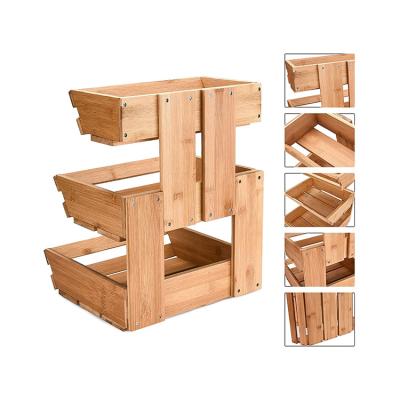 China 3 Layers High Quality Viable Solid Wood Product Storage Bamboo Rack Fruit Bread Holder for sale