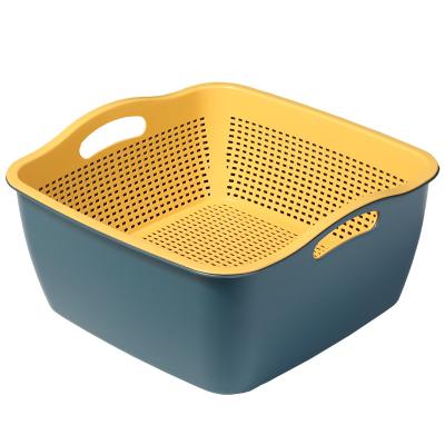 China Kitchen Fruit and Vegetable Drain Basket Storage Viable Fruit and Vegetable Basket Set of 2 Pieces for sale