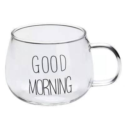 China Viable Transparent Crystal Glass Coffee Breakfast Milk Cup Mug for sale