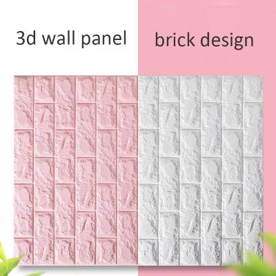 China New Design Waterproof+ECO-Friendly Foam Wall Stickers 3D Brick Effect White Textured Wall Decor Self Adhesive Wallpaper for sale