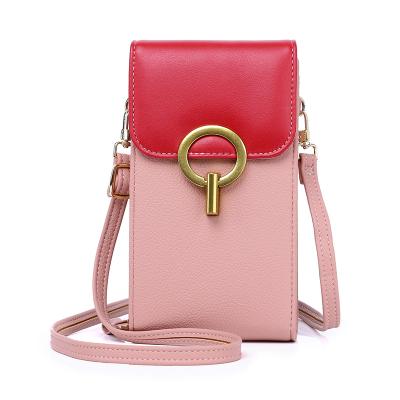 China Practical Fashionable PU Women Cell Phone Cross - Body Bag Soft Leather Handbags for sale