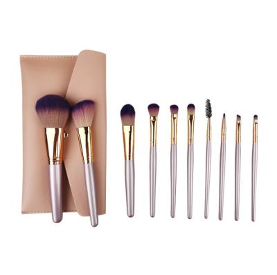 China LOW MOQ Luxury Pink Private Label Makeup 9 Pcs Soft Set Brush Costom Private Luxury Makeup Brushes Wholesale Wooden Handle Base for sale