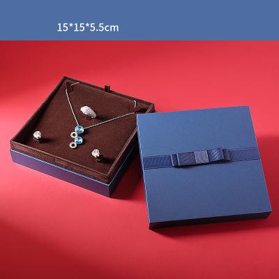 China Storage Wooden Packaging Set Gift Ring Necklace Bracelet Jewelry Box Fashion Refillable Paper Box for sale