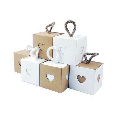 China Recyclable Gift Drawer Boxes With Heart Shape Window Kraft Paper Boxes With Handle Candy Boxes In Stock for sale