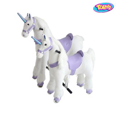 China Ride On Toy Unicorn Pedal Horse Pony Stuffed Animals Riding Stuffed Animals On Wheels for sale