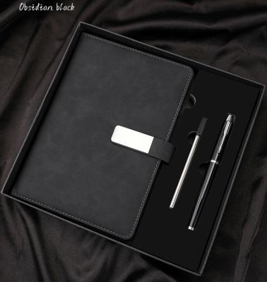 China Gift Luxury Business Custom Logo Printed Debossed Soft Black PU Leather Notebook Gift Cover Customized Organizer for sale