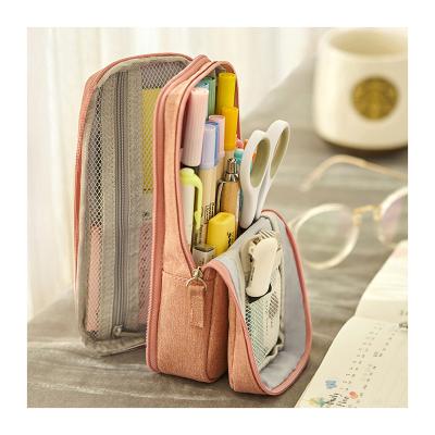 China Schools & Offices Wholesale Multi-function Zippered Soft Stand Up School Stationery Pouch Pencil Case for sale