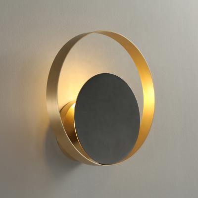 China Modern Luxury Round Shape LED Copper Wall Lamp For Hotel Bedroom for sale