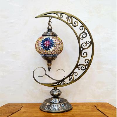 China Handmade Traditional Home Decorative Glass Mosaic Turkish Style LED Art Table Lamp for sale