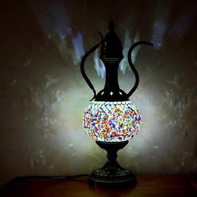 China Retro Traditional Turkish Bedroom Bedside Colorful Night Lights Decorative Mosaic Glass Table Lamp for sale