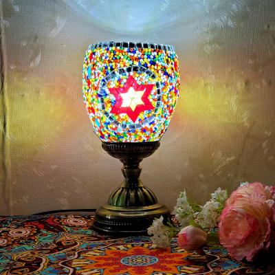 China Traditional Vintage Stained Glass LED Decorative Handmade Mosaic Bedside Turkish Coffee Bar Hotel Table Lamp for sale