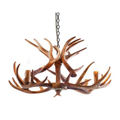 China Gold Modern Luxury Indoor Hotel Resin Led Chandelier Antler Deer Pendant Light for sale