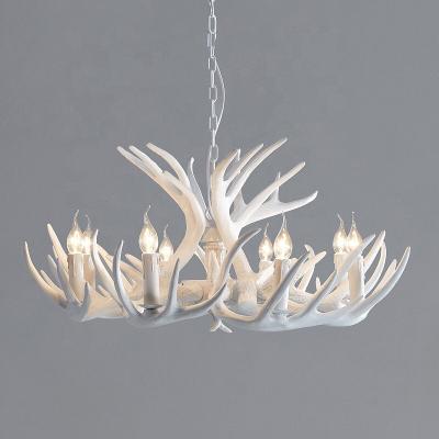 China Retro Antler Lamp Modern American Country Chandelier Bar Restaurant Resin Nordic Industrial Chandelier for sale