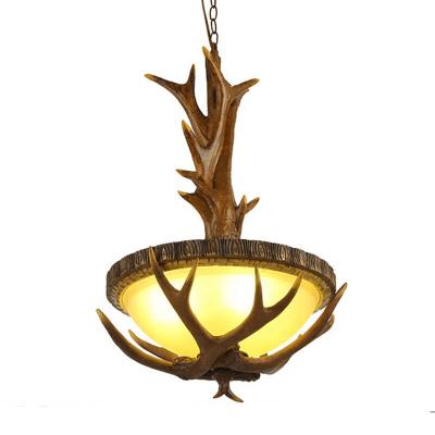 China Modern Industrial Retro Restaurant Antler Resin Guzheng Pendant Lamp Chandeliers And Lamps for sale