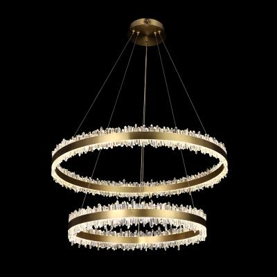 China Modern Luxury Single Ring Crystal Chandelier Design Dining Room Decoration Light Pendant Chandelier for sale