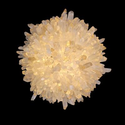 China Modern simple luxury gold natural crystal wall lamp for living room for sale