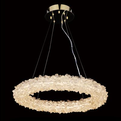 China Modern Home Decorative Lighting Copper Crystal Round Led Chandelier Lamp for sale