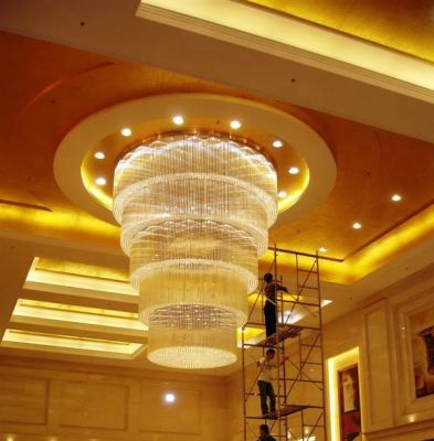 China Hotel Modern Custom Crystal Round Large High End Crystal Chandeliers For High Ceilings for sale