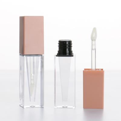 China New Product 3ml PETG Square Lip Gloss Container Lip Gloss Tubes Cosmetic Wand with Clear Wand and Applicator for sale