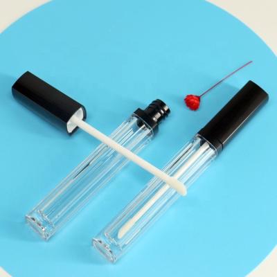 China Hot Selling Eco-friendly Makeup Lip Gloss Tube Custom Transparent Square Shape PETG Thin Plastic Tube 3ml Volume for sale