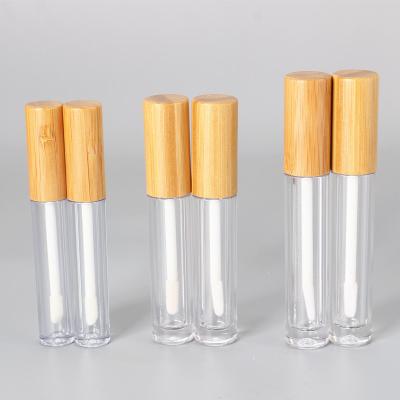 China Wholesale Popular Cosmetic Small Round Lip Gloss Packaging 2.5ml Empty Bamboo Lip Gloss Tube for sale