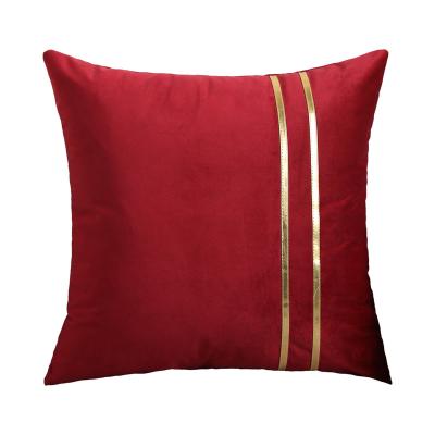 China Disposable Luxury Polyester Soft Velvet Cushions Gold Line High Quality Decorative Design Cushion Cover for sale