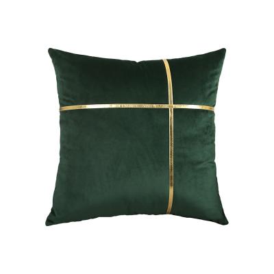 China New Design Non-Toxic Solid Soft Velvet Pillow Case Cover Cushion With Gold Silver Stripe For Sofa Home Decoration for sale