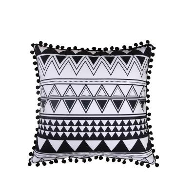 China Custom Decorative High Quality Non-Toxic Velvet Pom Pom Cushion Cover Plush Pillow Cases For Living Room for sale