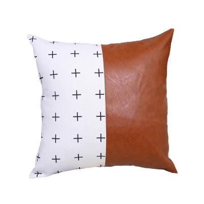 China Coffee Non-Toxic High End Living Room Sofa Leather Cotton & Faux Fur Cushion Cover Quilting Printing Leather Canvas Cover for sale