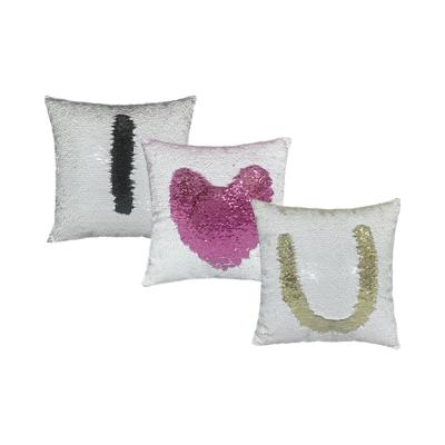 China Magic Heart Sequin Pillow Case Anti-static White Flip Red Sublimation Pillow Cover Cushion For Sofa Home Decoration for sale