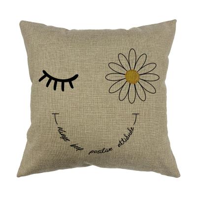 China Non-Toxic Sublimation Burlap Pillow Case Brown Cushion Cover Brown Cushion Cover for sale