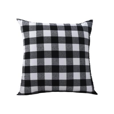 China Viable Wholesale Black And White Plaid Polyester Cotton Pillowcases Living Room Sofa Pillow Bed Cover Pillow Cushion Cover for sale