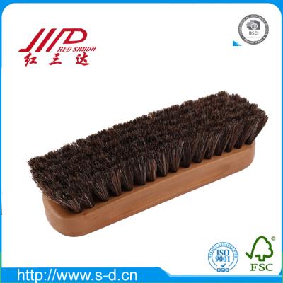 China Easy Clean Brown Horse Hair Shoe Brush With Wooden Handle Shoe Polish Care Tool for sale