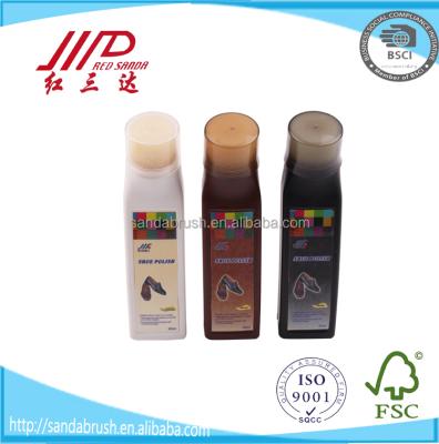 China eco-friendly sponge shoe polish liquid shoe polish cream bottle for sale/plastic pe shoe oil bottle with spong applicator for sale