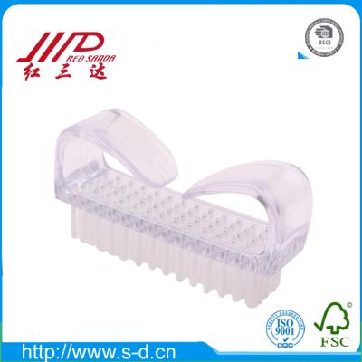 China Beauty care make tools Yangzhou sanda C446-A transparent nail brush with easy grip handle plastic nail beauty tool for sale