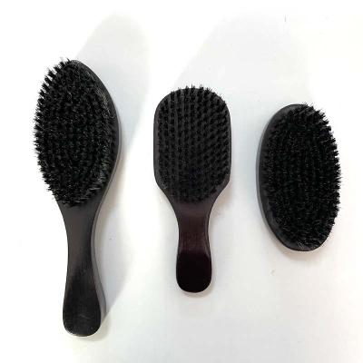 China Hair Styling Tamer Tools America Hot Selling Wooden Hair Brush Boar Bristle Hairdressing Tool Firm Handle Brush For Women Black Color for sale