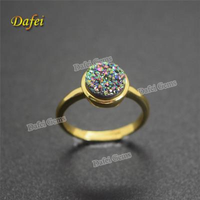 China Popular Rainbow Natural 925 18k Gold Drusillary Silver /Platinum Ring for sale