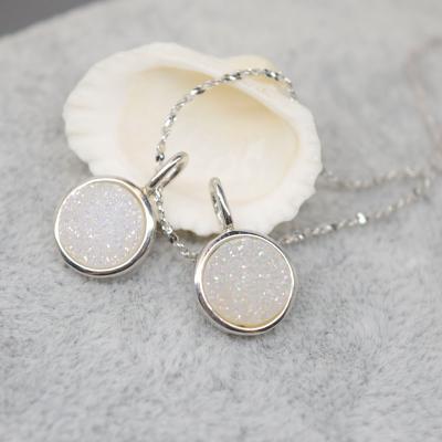 China New Popular White Natural Druzy 925 Silver Agate Pendant for sale