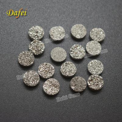 China Jewelry Flat Around 8.0mm Loose Druzy Natural Silver For Jewelry Making for sale