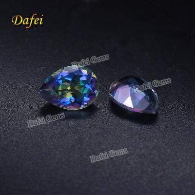 China Decorative Jewelry Pear Cut Natural Blue Mystic Quartz Gemstone for sale